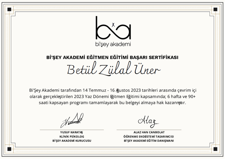 Betül Zülal Öner Diploma